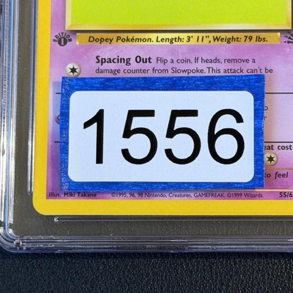 Pokemon Slowpoke 1st Edition Fossil 55/62 CGC 9 Mint Blue Label TCG 1999 WotC